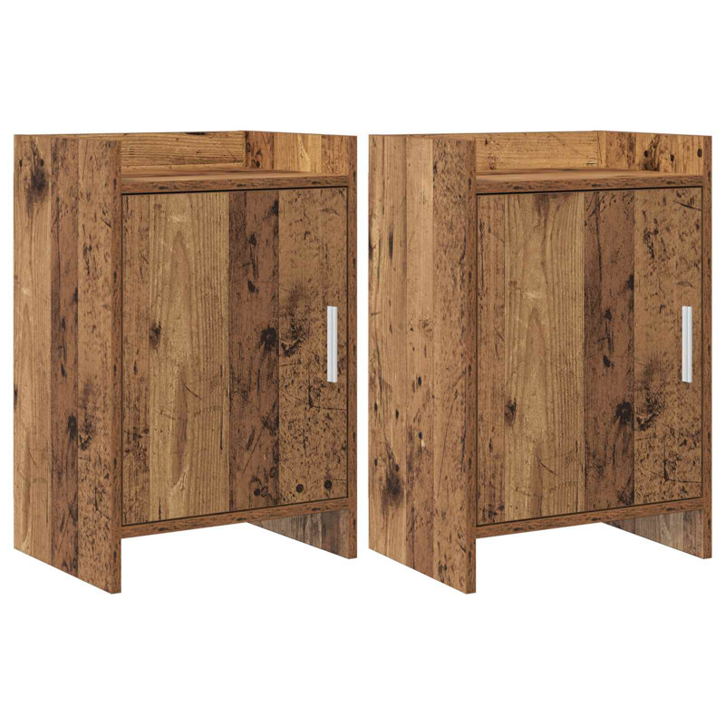 40cm W Composite Bedside Table, Old Wood