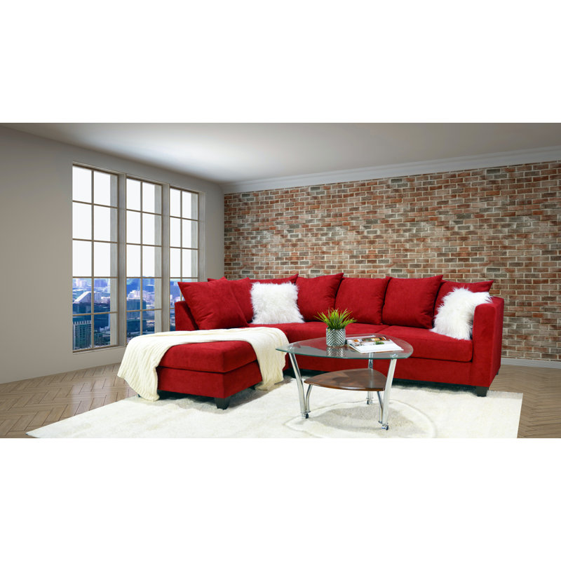 Canapé modulaire rembourré Marcellius, Mélange de polyester rouge / blanc