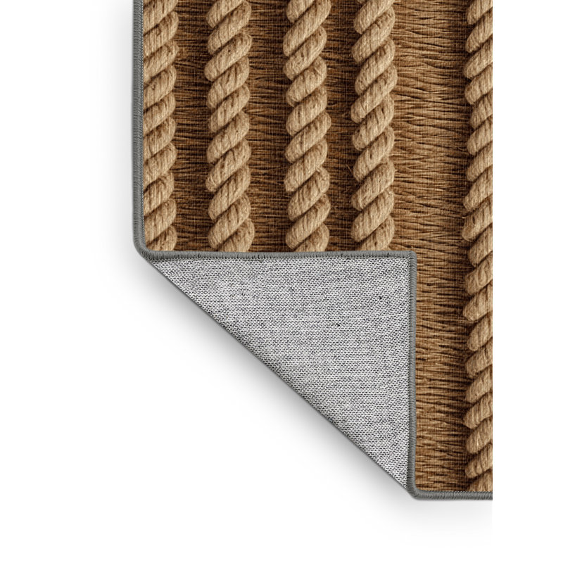 Washable Rope Details Farm Area Rug, Square 4'