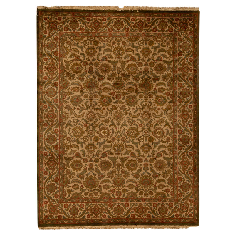 Tapis vert clair et vert noué à la main de haute qualité