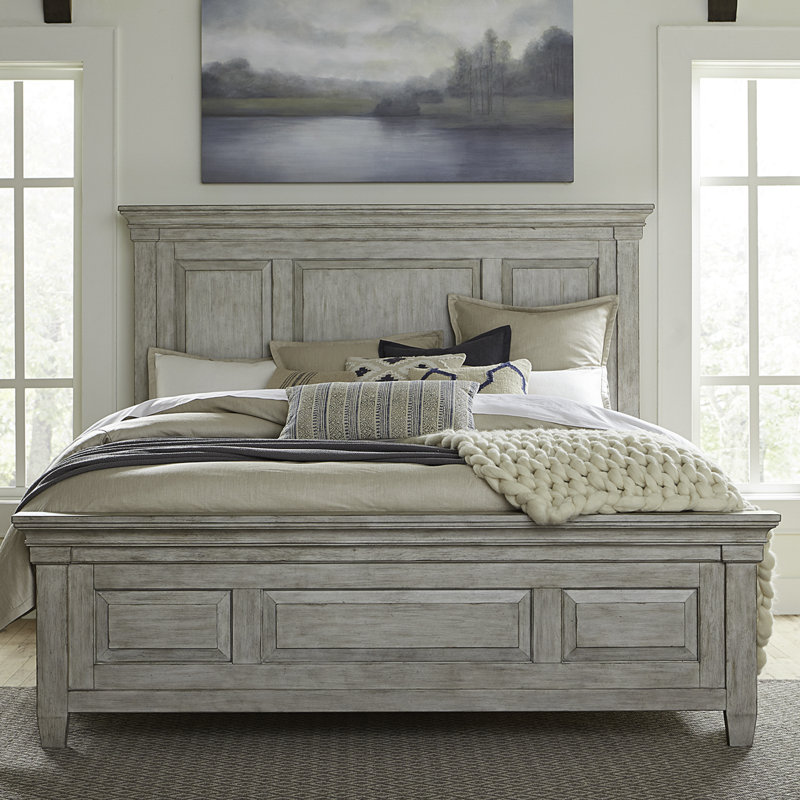 Haylee King Panel Bed, Dresser & Mirror, Chest, Nightstand Bedroom Set, King, 5 Pcs: Bed, Nightstand, 2 Dressers, Mirror