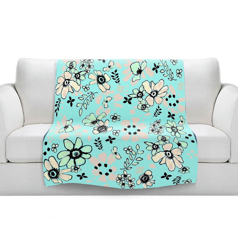 Couverture sherpa douce doodles blue, l 51 po x L 60 po