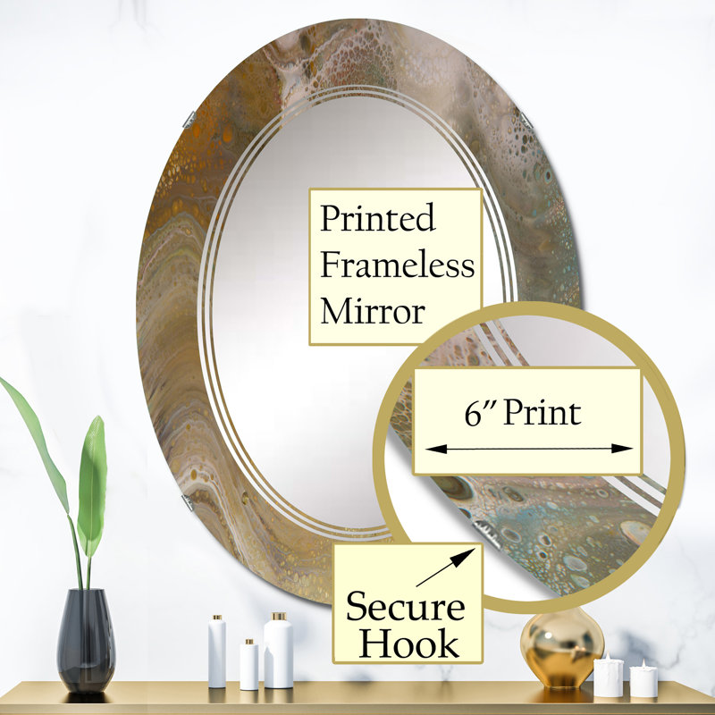 Vagues de marbre brun et gris - Miroir mural moderne, 36 po x 24 po