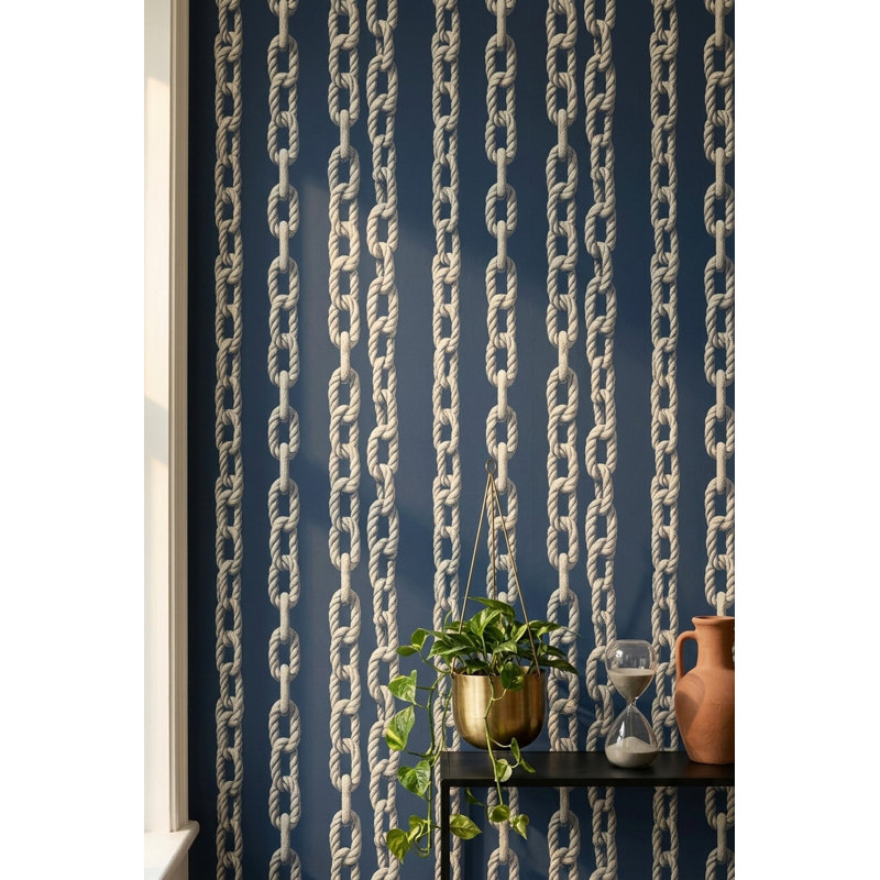 Papier peint nautique bleu marine foncé, Non-Woven Non-Pasted