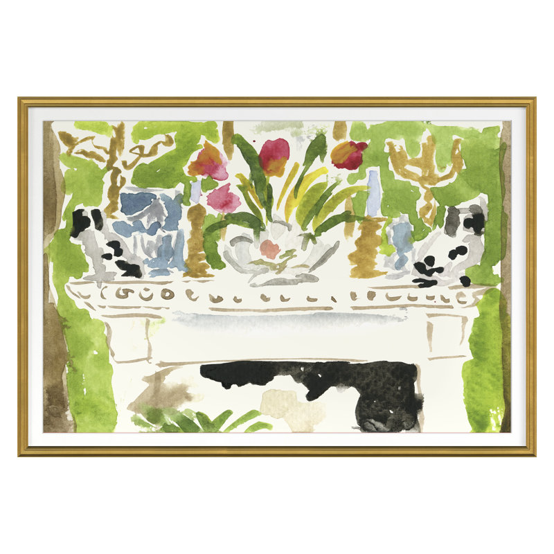 Mantle Print by Dana Gibson, 25" H x 36" W x 1" D, Gold
