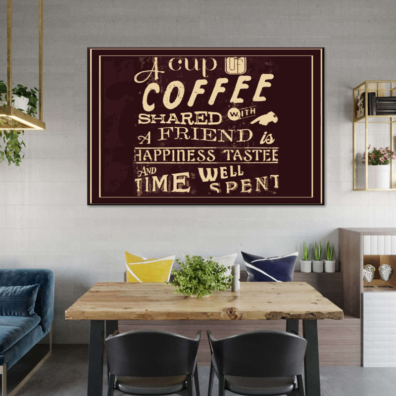 «Cafe Quotes Coffee With Friends» sur toile, H 8 po x l 12 po x P 1 po