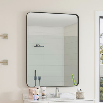Miroir mural 30 po x 40 po, miroir rectangulaire noir, cadre en métal, miroir de meuble-lavabo