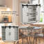 Armoire murale rustique avec 2 portes de grange coulissantes, 3 gris rétro pour la cuisine, la salle à manger, la salle de bain, le salon et deux tablettes de rangement réglables