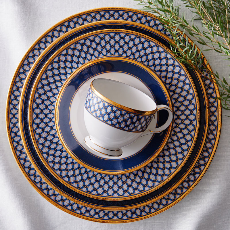 Blueshire Gold Trim 5-Piece Porcelain Place Setting
