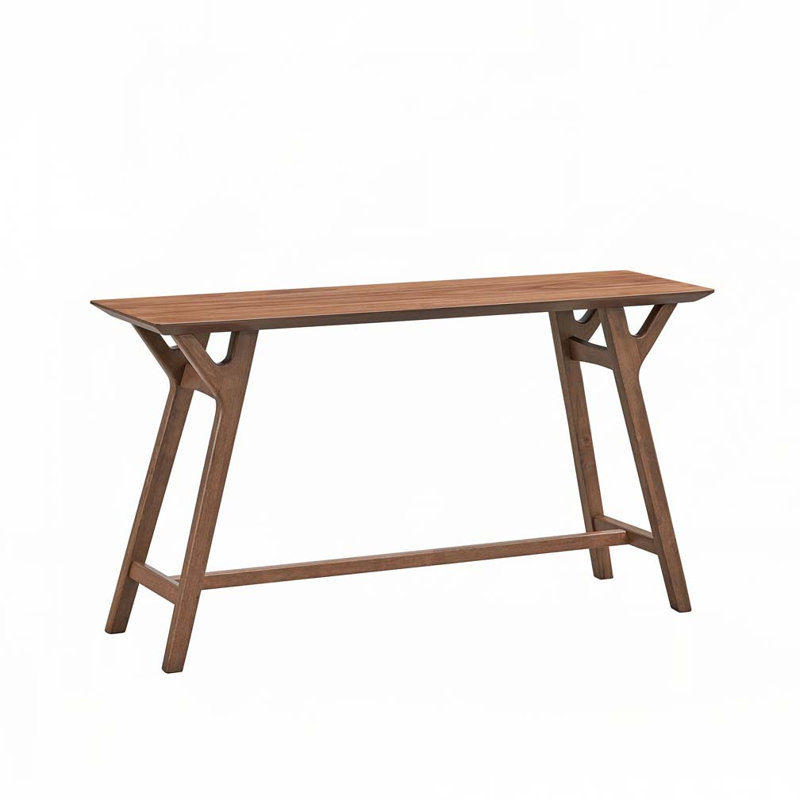 Narrow Console Table with Solid Wood Legs, Walnut