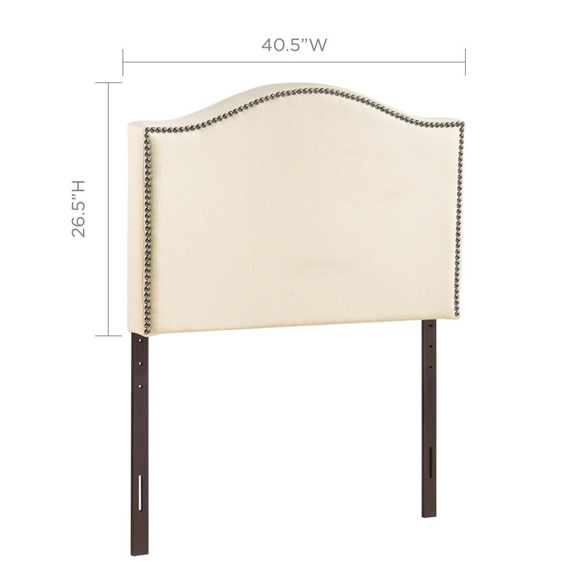 Curl Nailhead Upholstered Headboard, Twin, Ivory, Ivory