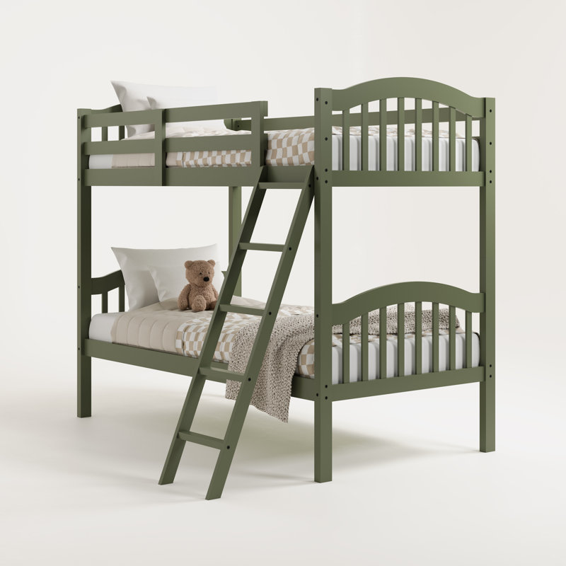 Olive Twin Over Twin Wood Bunk Bed with Drawers