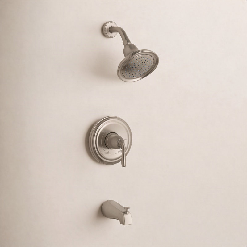 Kohler Devonshire Rite-Temp Bath and Shower Trim Set with Slip-Fit or NPT Spout, Valve Not Included, Vibrant Brushed Nickel