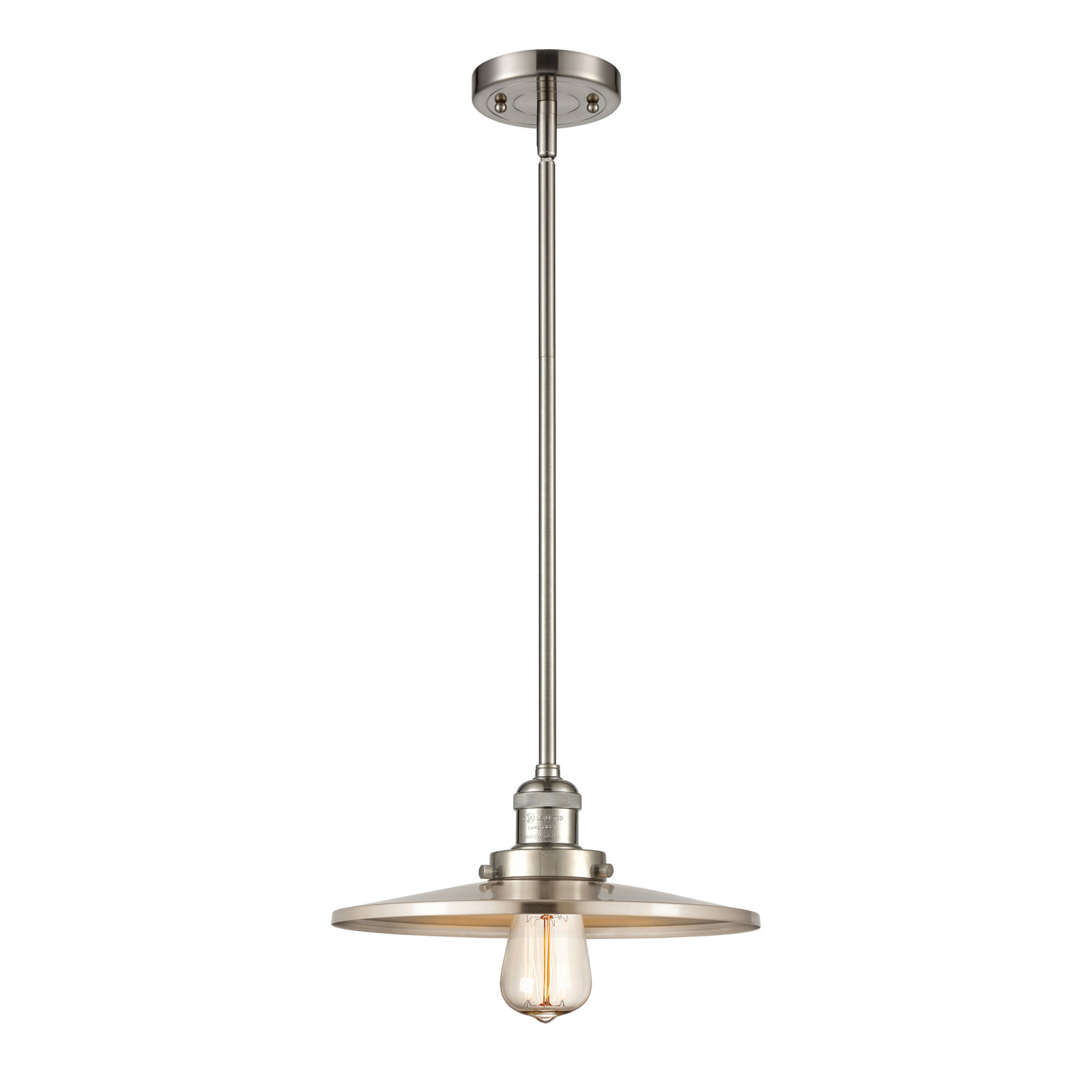 Rouvin Dimmable 1 - Light Pendant, 5.38" H x 12" W x 12" D, Brushed Satin Nickel, Brushed Satin Nickel