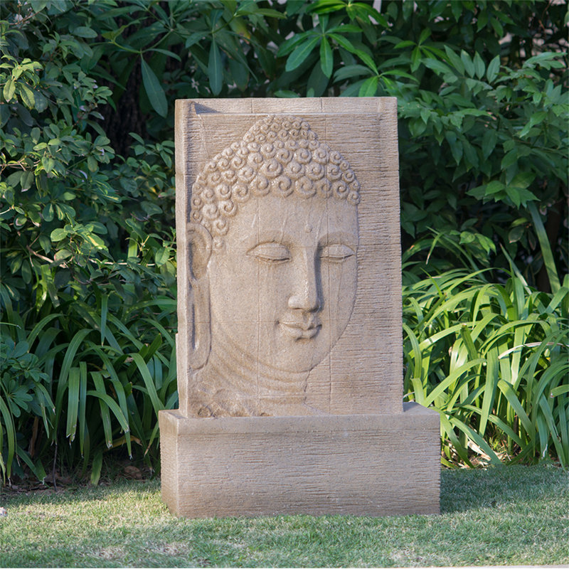 Fontaine bouddha en grès de 25 po x 13 po x 39 po de hauteur