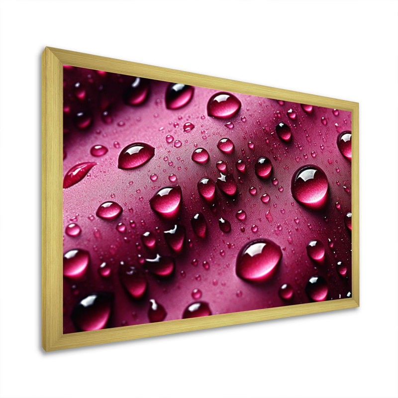 " Red Rose With Raindrops X ", Gold Single Picture Framed, 30" H x 40" W x 1.5" D