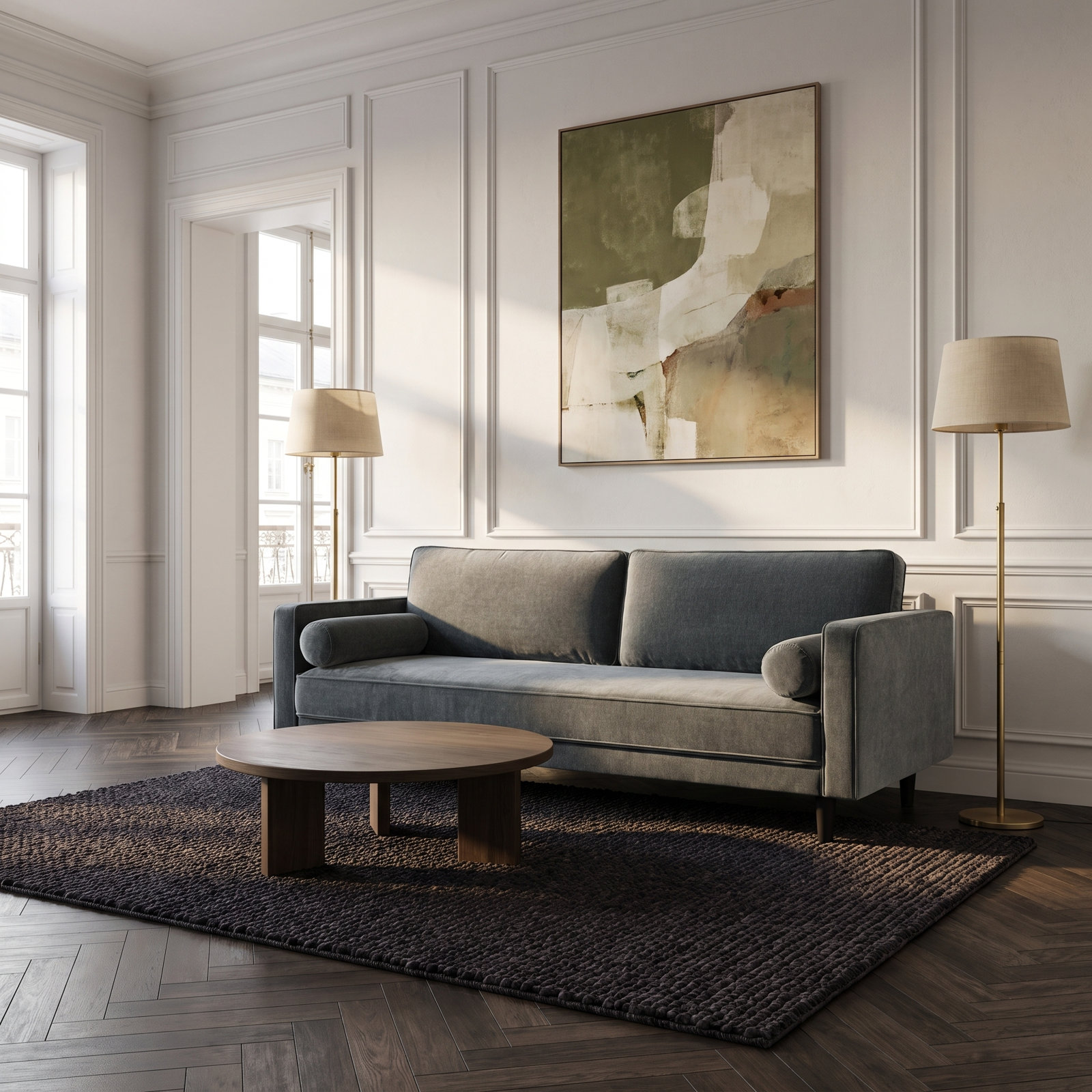 Curt 82'' Upholstered Sofa, Blue Performance Chenille