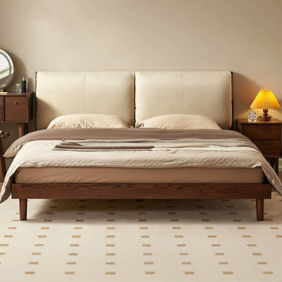 Solid Wood North American Oak Soft Upholstered Bed Frame Elegant Design Comfortable Bedroom Furniture