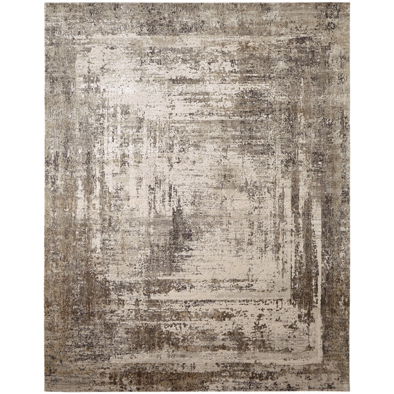 Tapis tissé à la machine Evgenii, Rectangle 12 pi x 15 pi, Gray/Brown