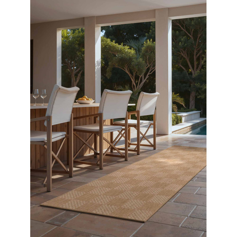 Runner Dequavion Chequered 80cm X 200cm Indoor / Outdoor Area Rug