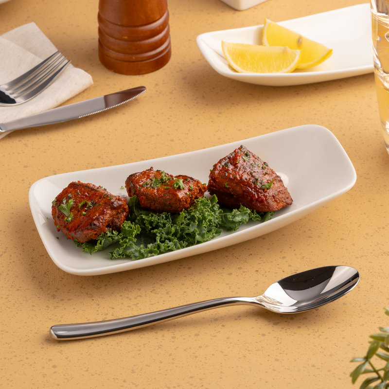 Assiette rectangulaire en porcelaine | Ivoire | Paquet de 24 | 3 x 1,5 po