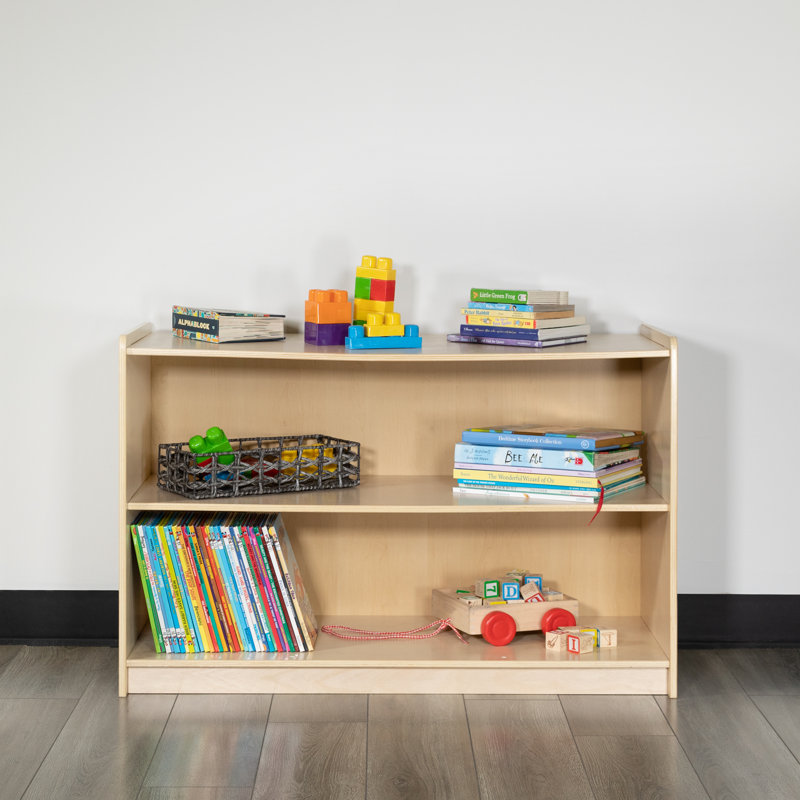 Natural Birch Wooden 2-Section Storage Cabinet for Kids
