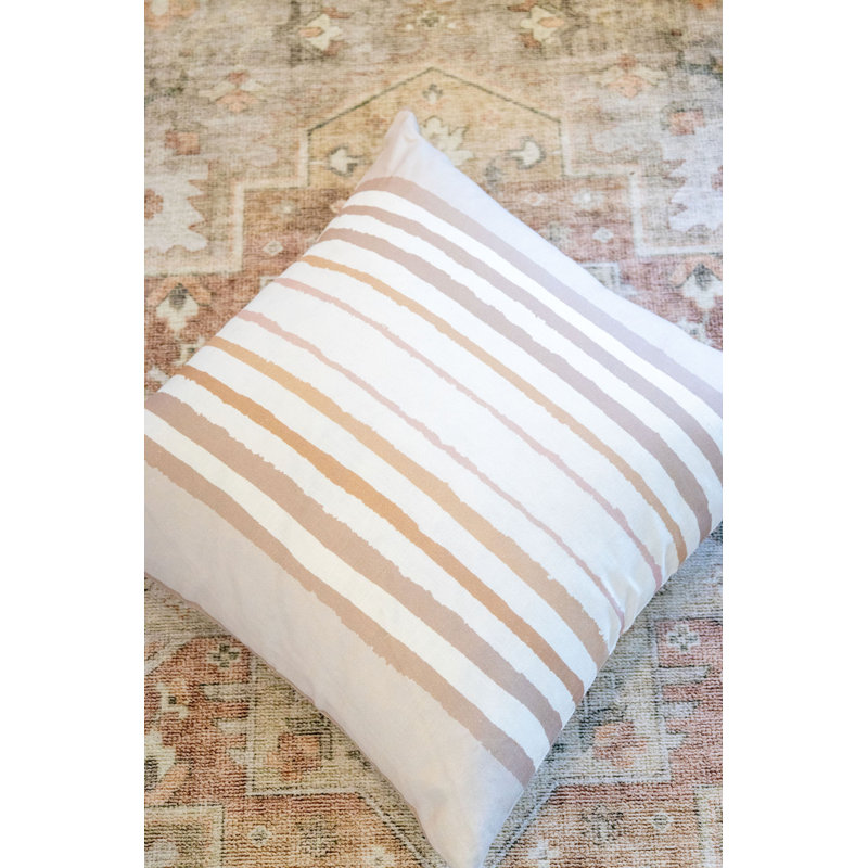 Brother Stripe Square Pillow Cover & Insert, Neutrals Striped, 22"H x 22"W