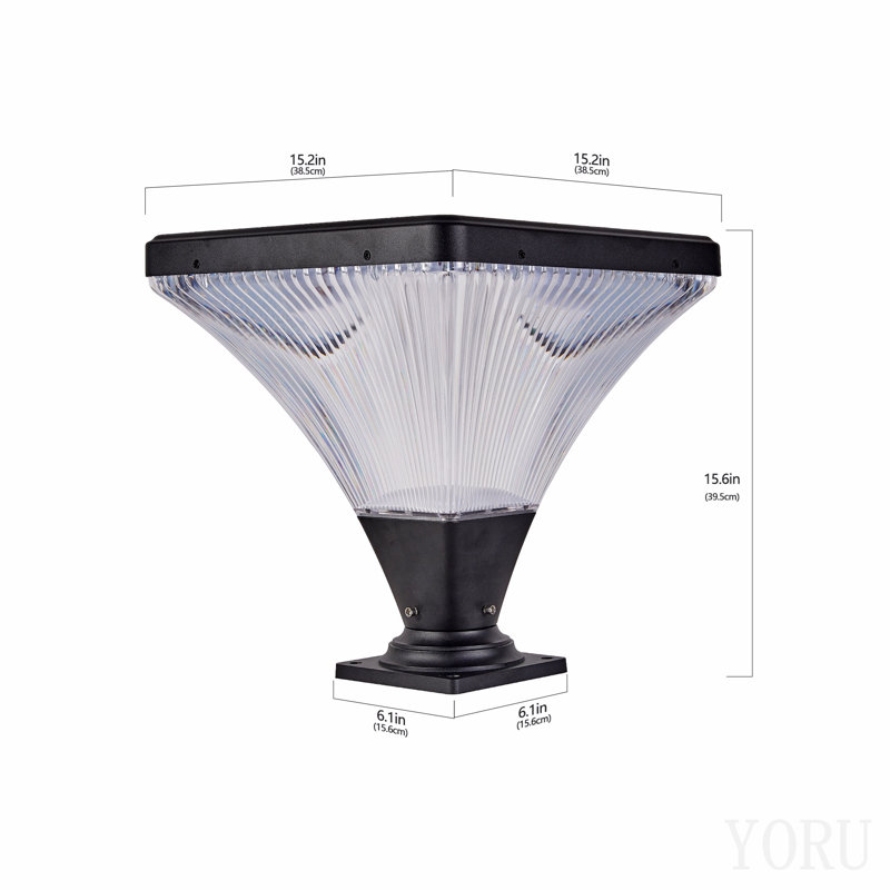 15" Black Outdoor Post Light - Led With Remote Control, Dimmable, Timer Function, Weatherproof For Yard, Garden, Pathway (1-Pack)