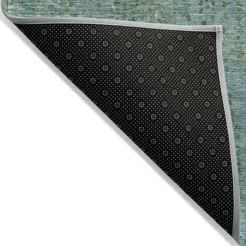 Tapis bleu sarcelle lavable à la machine intérieur / extérieur Xhevrie, Rectangle 10 pi x 14 pi