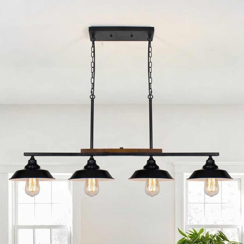 Luminaire suspendu noir 4 lumières pour îlot de cuisine 4 lumières