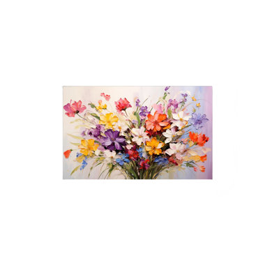Vibrant Floral Bouquet, 24 X 36 Inch, Built-In Back Wood Frame Wall Art