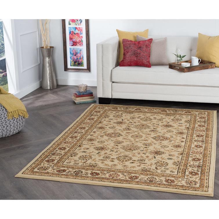 Sutton Place Oriental Floral Beige Indoor Area Rug for Living Room, Dining Room, Bedroom