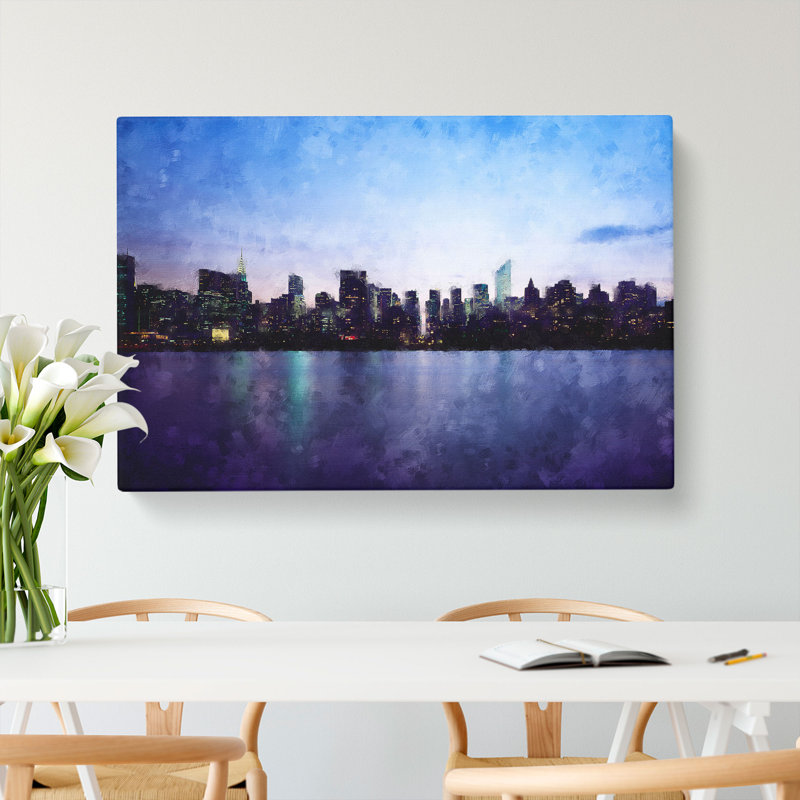 Night Skyline Of New York - Wrapped Canvas, 45cm H x 76cm W x 4cm D