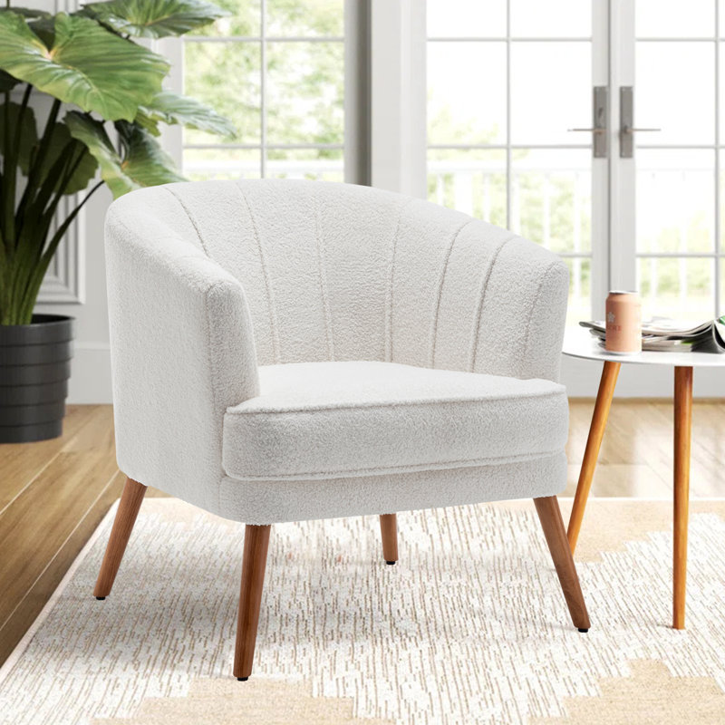 Walsall Upholstered Armchair, White Teddy Wool