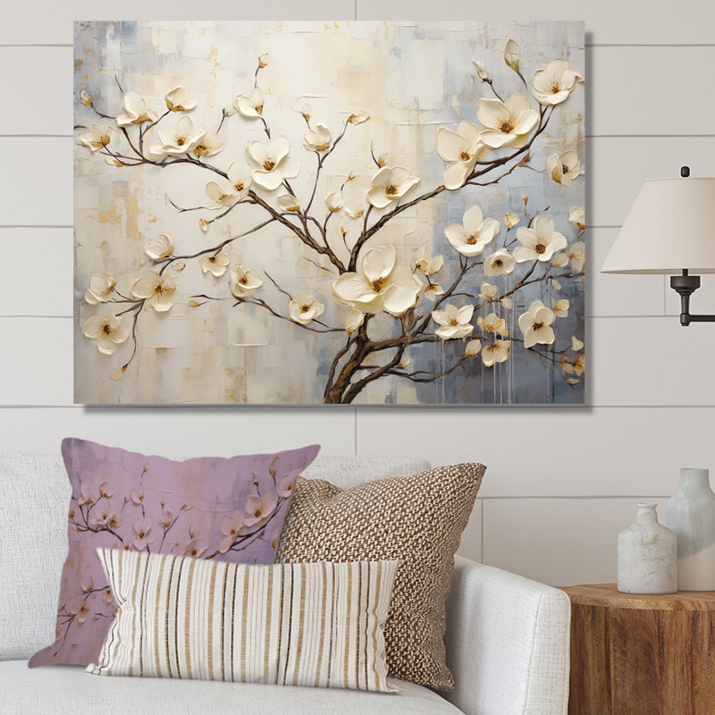 Art mural sur toile de cornouiller floral, H 24 po x l 32 po x P 1 po, Toile tendue