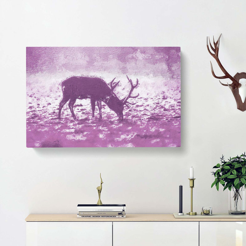 A Grazing Stag In Abstract - Wrapped Canvas Painting, 35cm H x 50cm W x 3cm D