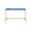 Bureau d'écriture Midriaks avec port USB, plateau blanc ultrabrillant et base en métal doré, design compact-1302629825