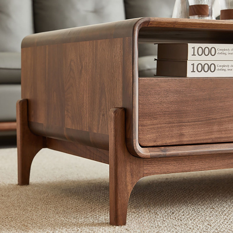 Black walnut solid wood end table, 17.7" H x 51.2" L x 27.6" W