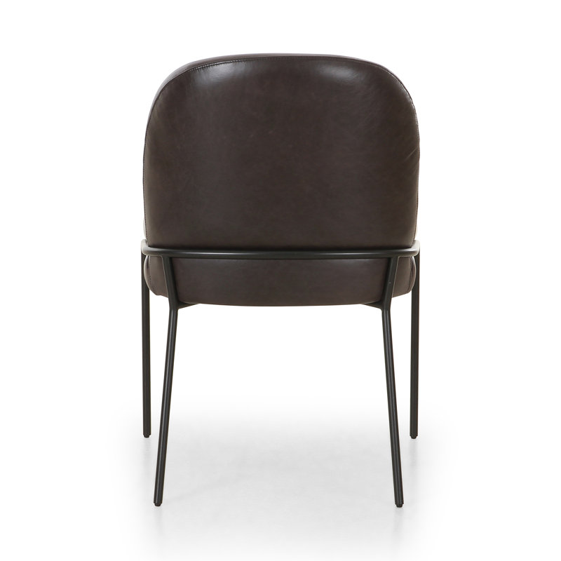 Laina Black Genuine Leather Upholstered Side Chair