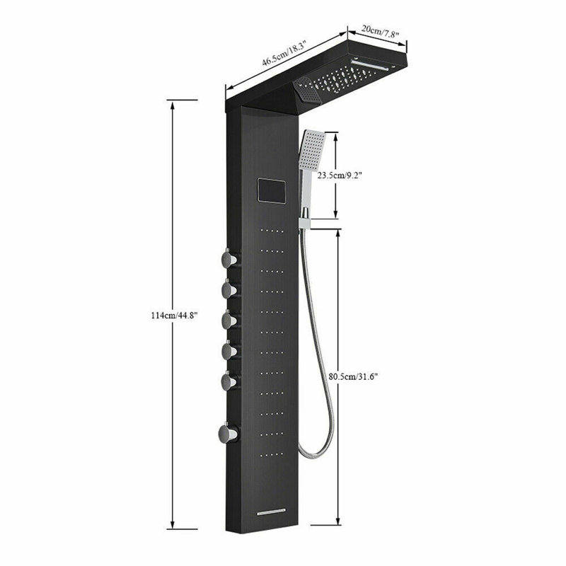 44.8'' Shower Panel with Fixed Shower Head, Matte Black
