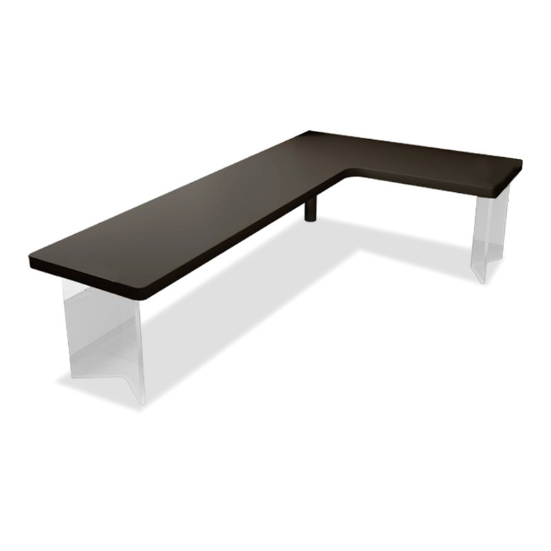 Black Solid Wood L - shaped Desk with Acrylic Base, 29.53" H x 55.12" W x 47.24" D