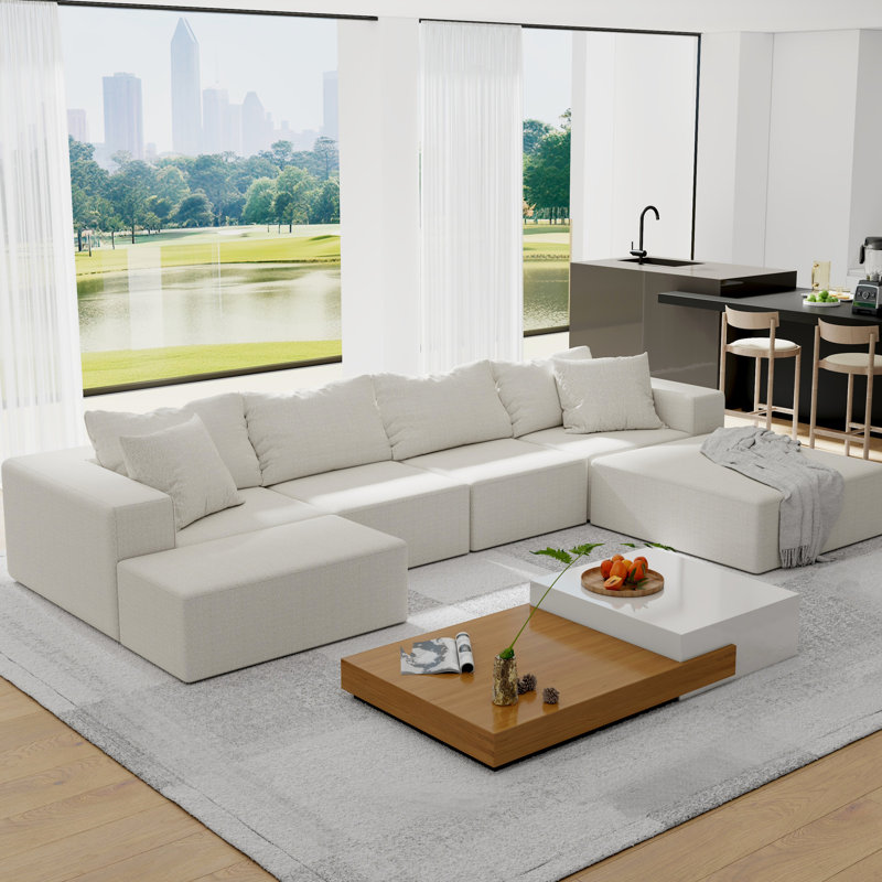 Canapé modulaire rembourré Modern, H 29,31 po x l 30,33 po x P 30,07 po, Beige