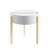 White & Natural Round End Table