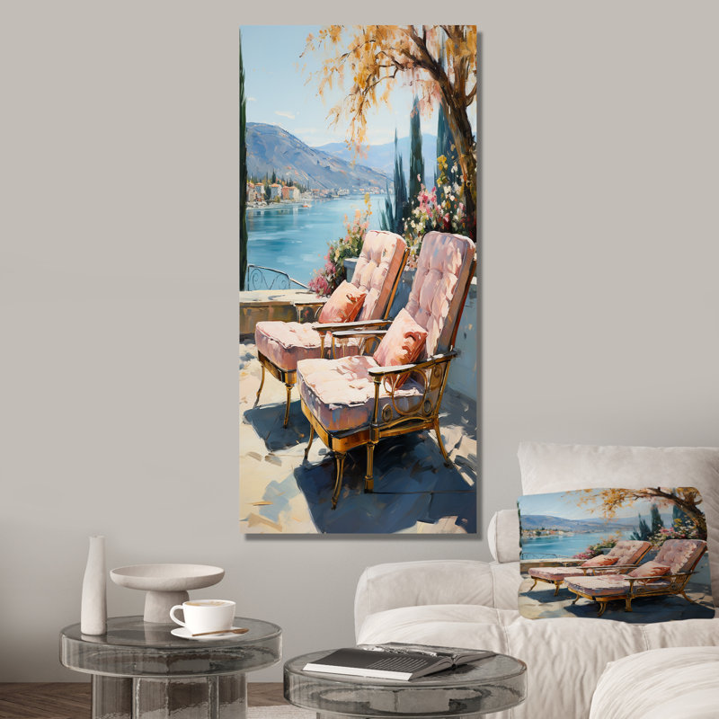 Seaside View - Coastal Windows Wall Art, Wrapped Canvas, 32" H x 24" W