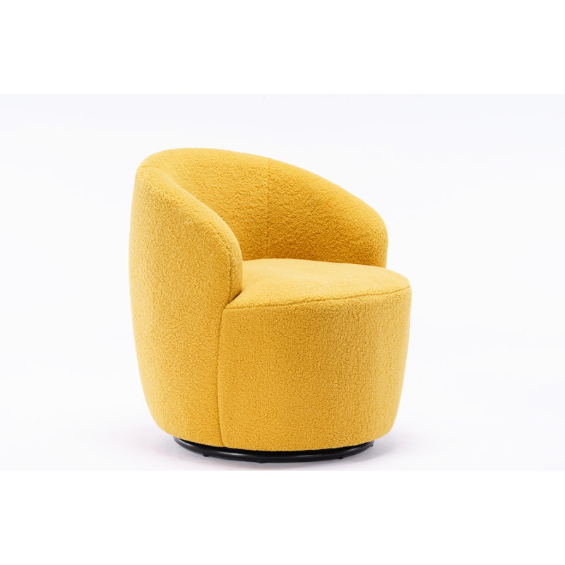 25,4 po Fauteuil jaune avec dossier rembourré et base en métal, Jaune