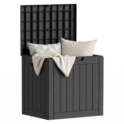 Coffre de rangement extérieur étanche de 132 litres (35 gallons) avec couvercle verrouillable et construction en résine, noir