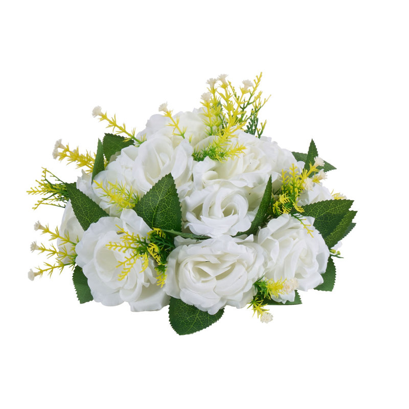 Ensemble de 10 boules de fleurs artificielles - centres de table en soie blanche 9,5 po pour réception de mariage, douche nuptiale et décoration de table