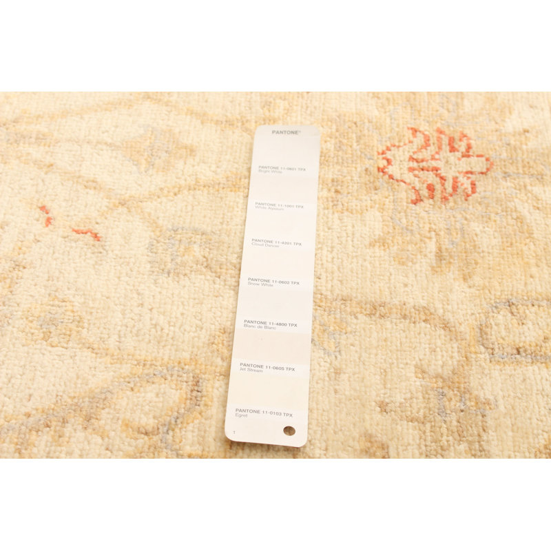 Tapis décoratif en laine de conception unique noué à la main New Age 2 pi 8 po x 4 pi 4 po Ivoire