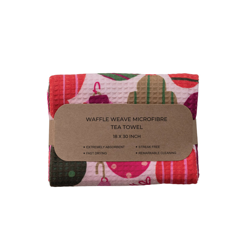Printed Recycled Microfiber Tea Towel W/ Holiday Pattern