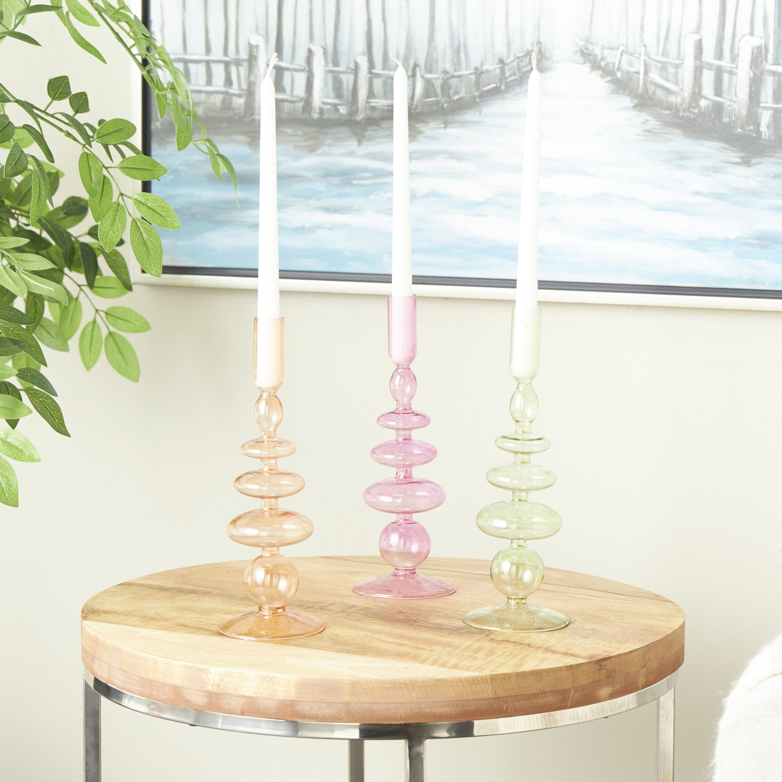 Glass Candlestick Holder